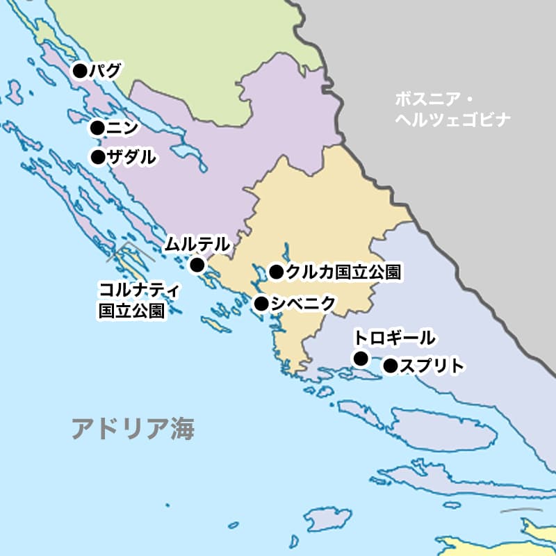 ダルマチア地方概略図