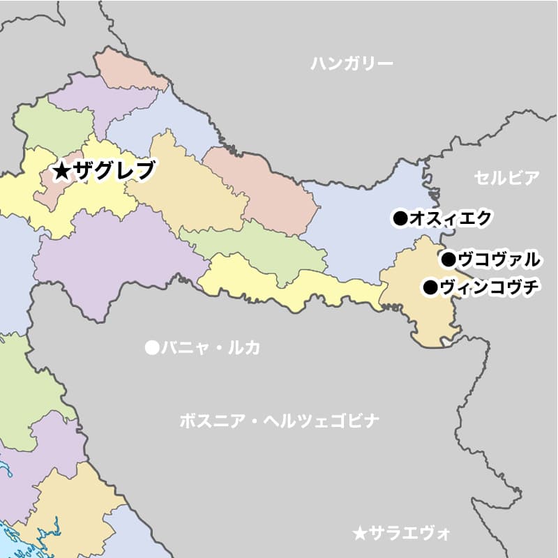 スラヴォニア地方・概略図